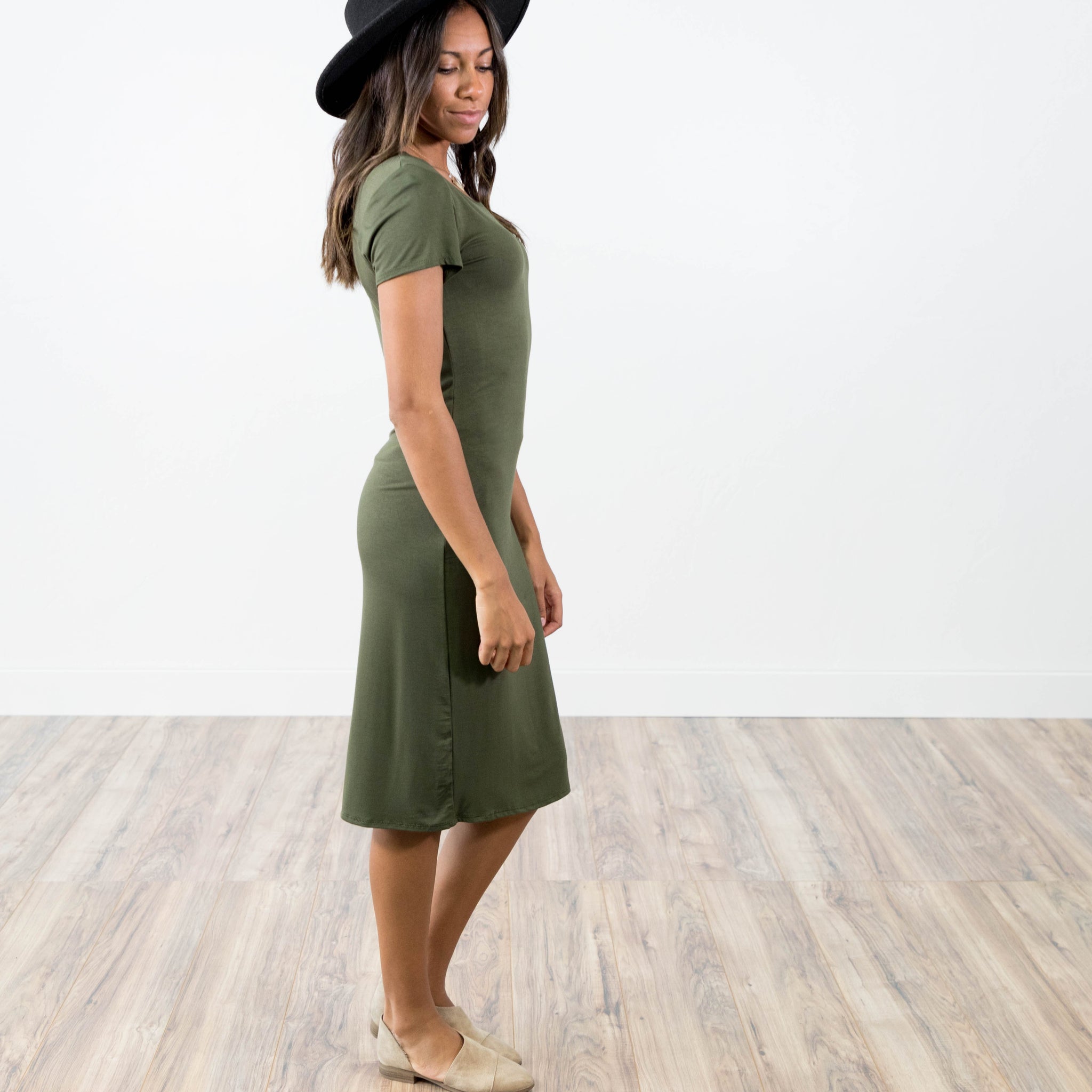 Brynee Dress in Dark Olive