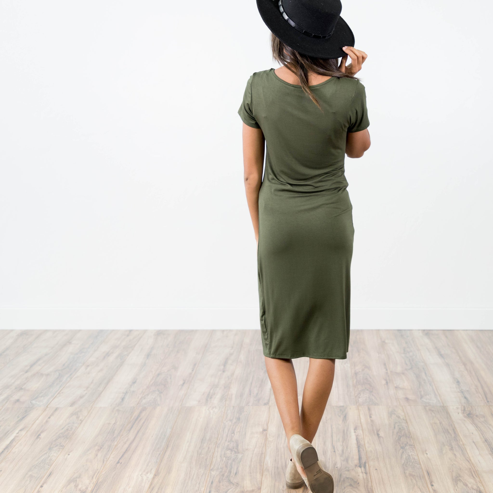 Brynee Dress in Dark Olive