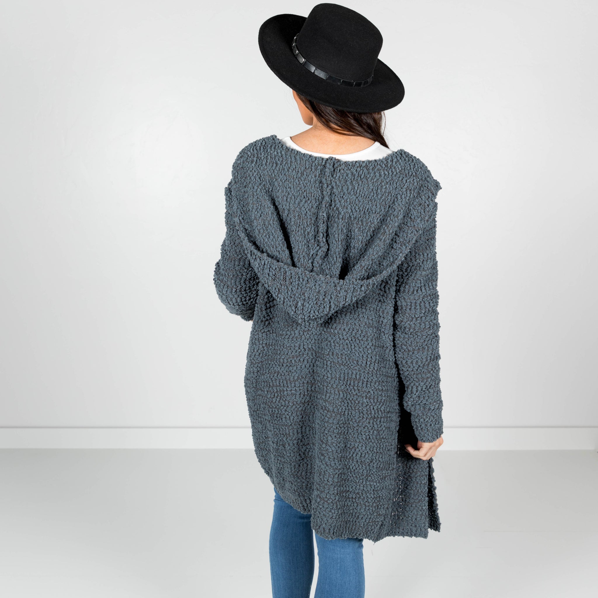 Brinnah Hoodie Cardigan in Charcoal