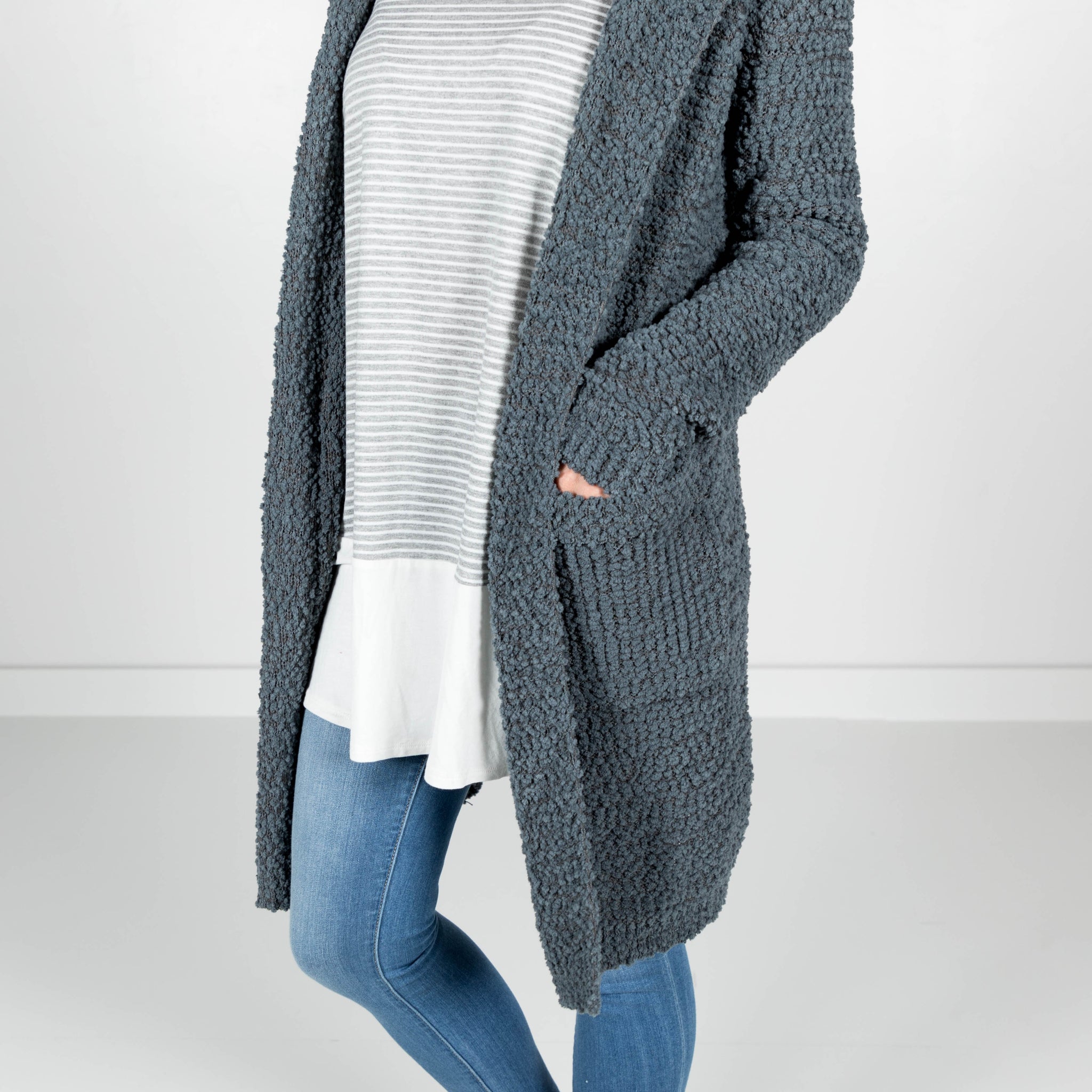 Brinnah Hoodie Cardigan in Charcoal