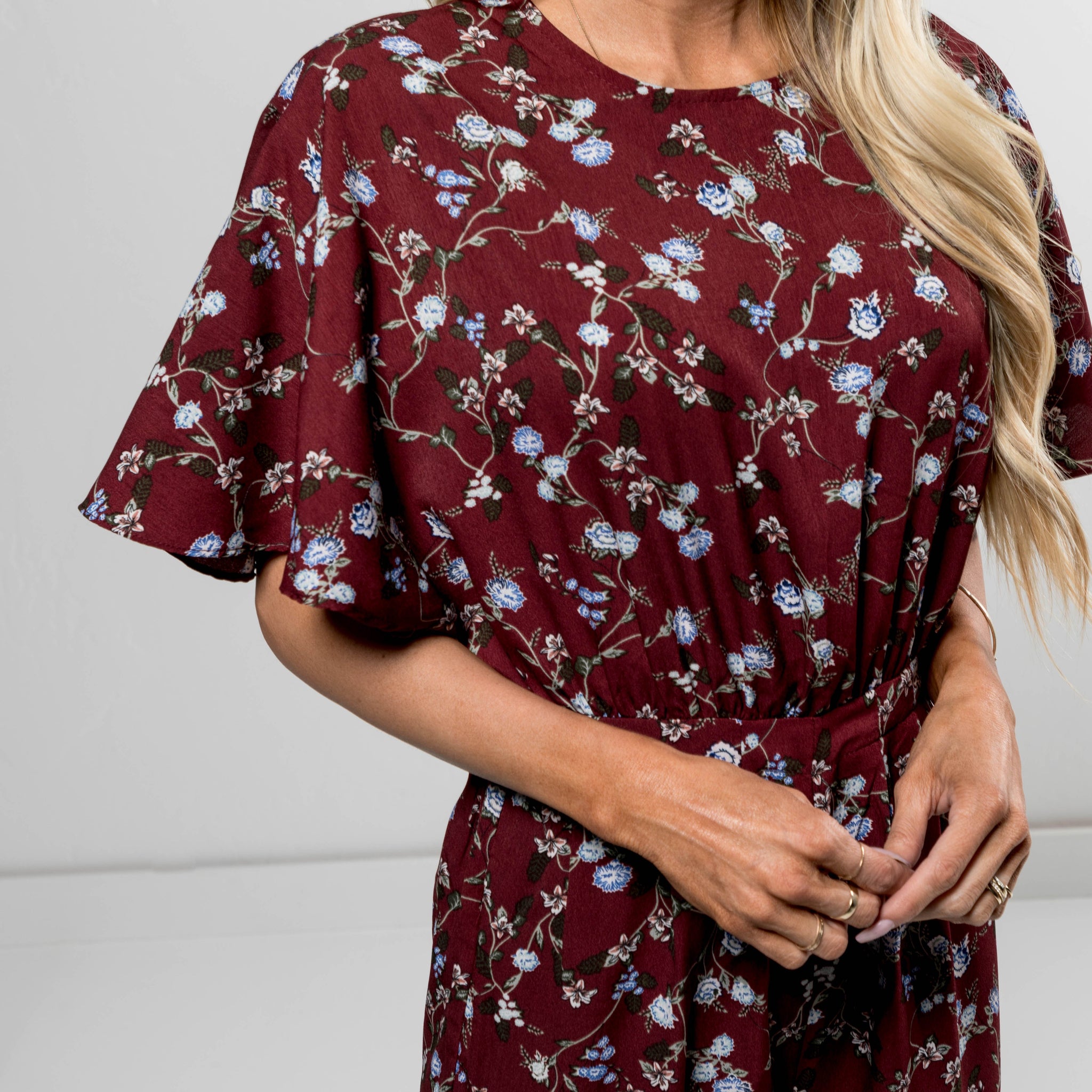 Echo Printed Jumpsuit in Burgundy