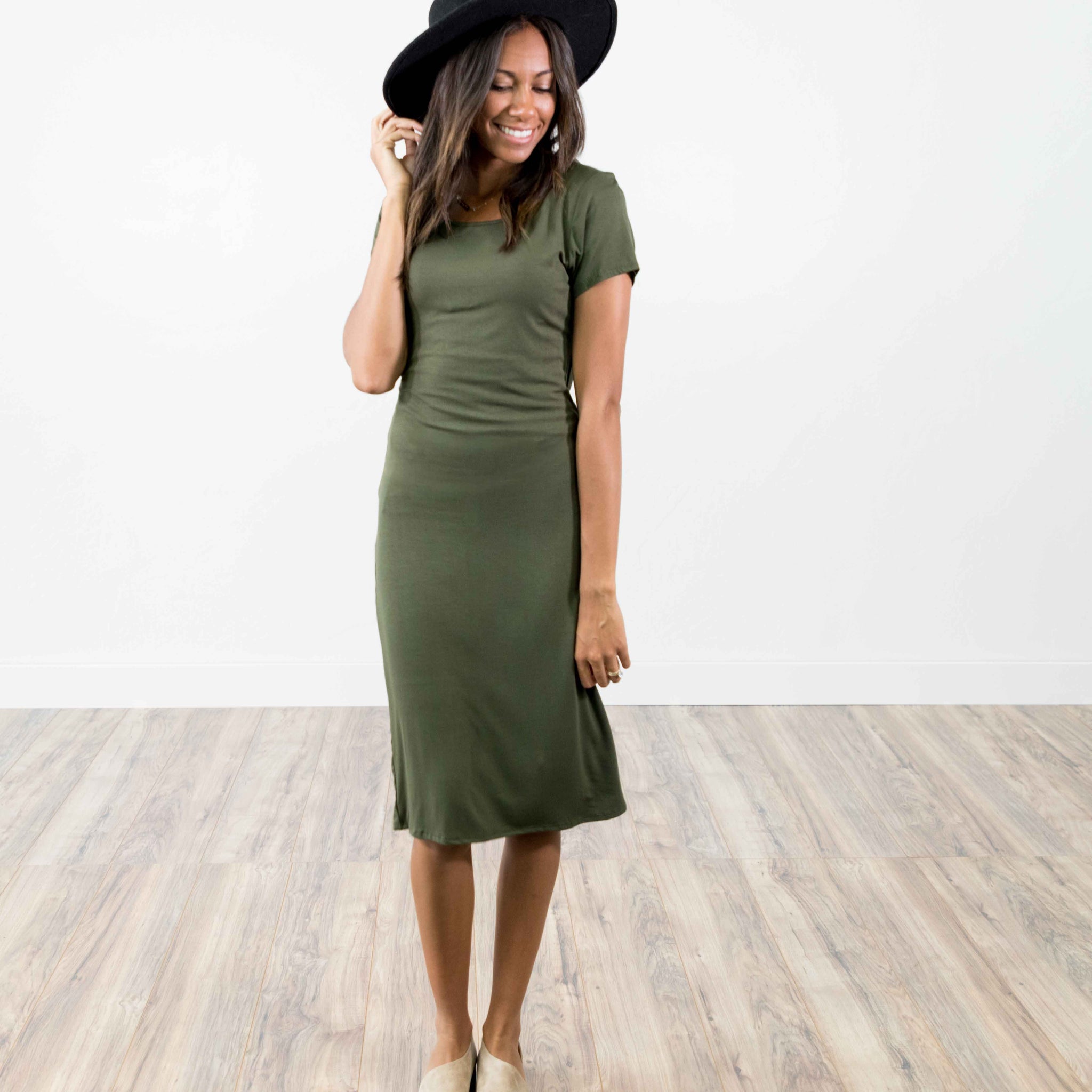 Brynee Dress in Dark Olive