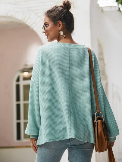 AQUA VNECK SHOULDER SWEATER