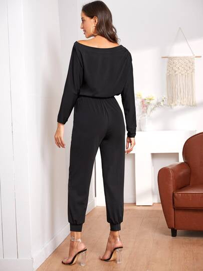 OBLIQUE SHOULDER JUMPSUIT