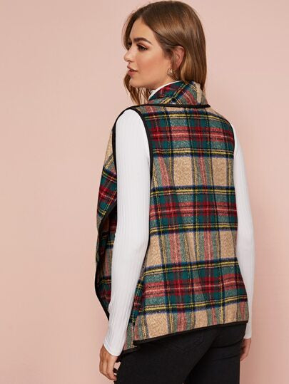 PLAID WATERFALL VEST