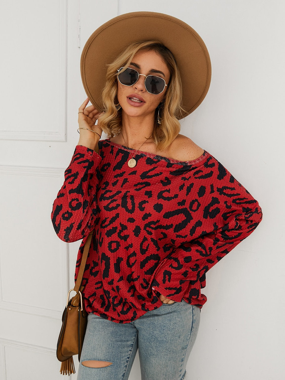 DROP SHOULDER LEOPARD PRINT