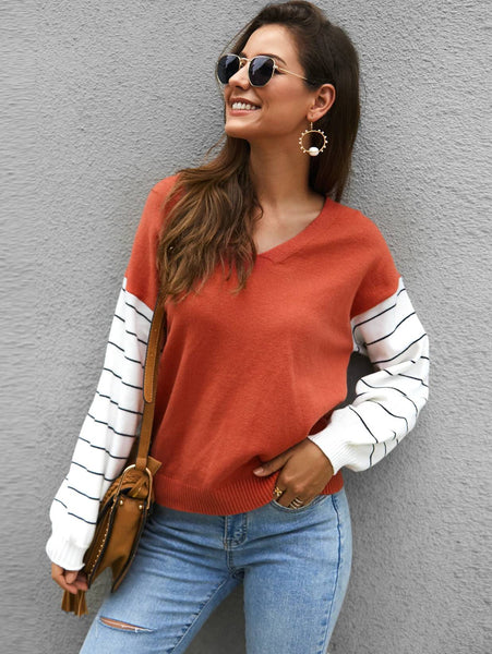 STRIPED SLEEVE SWEATER