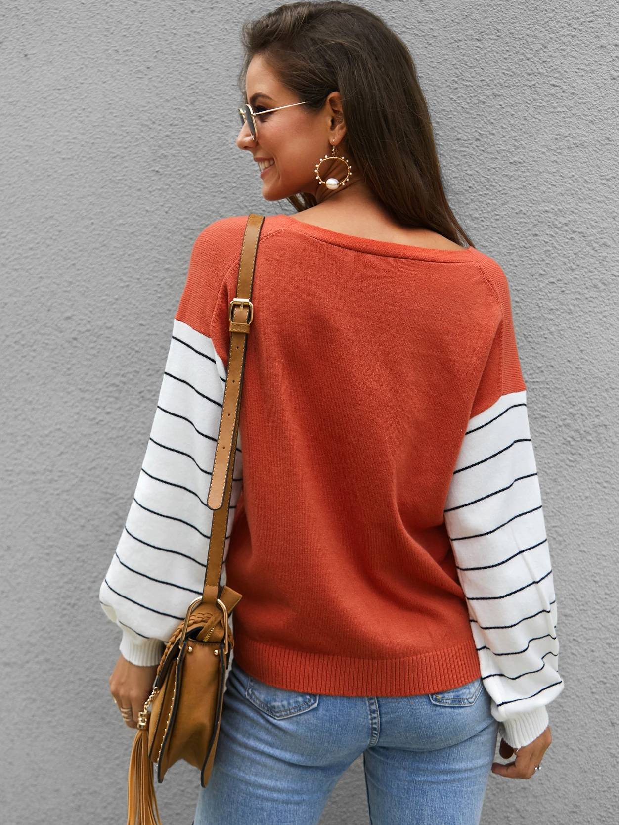 STRIPED SLEEVE SWEATER